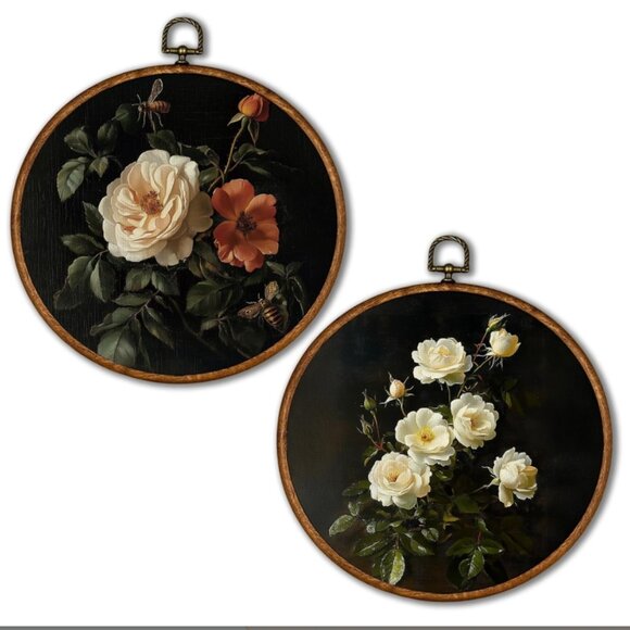 New Vintage Natural Floral Wall decor SET OF 2 - Picture 3 of 3